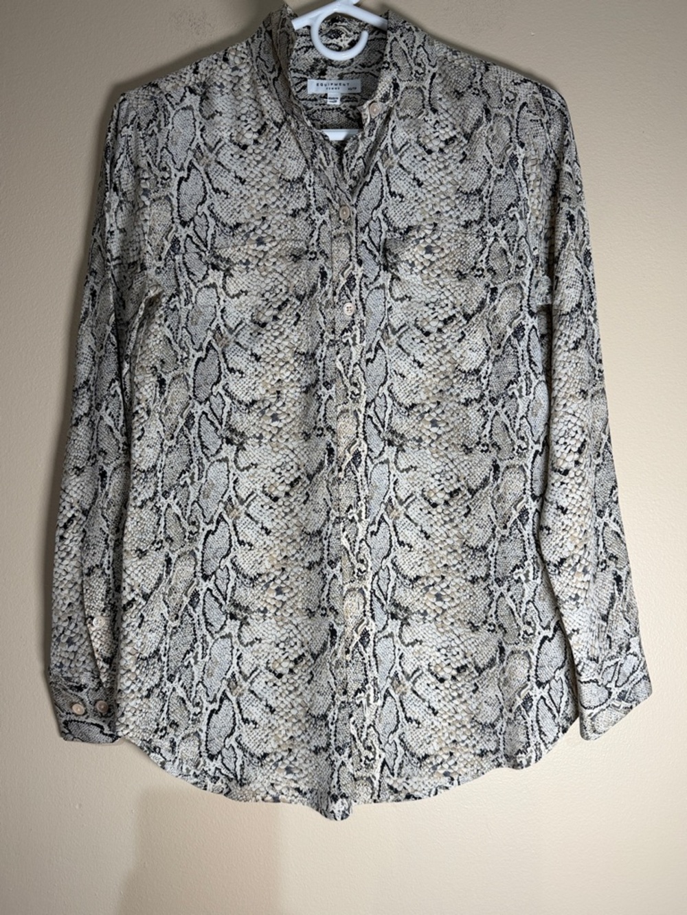 Equipment Femme Snake-Print Blouse in Beige, Black, Cream